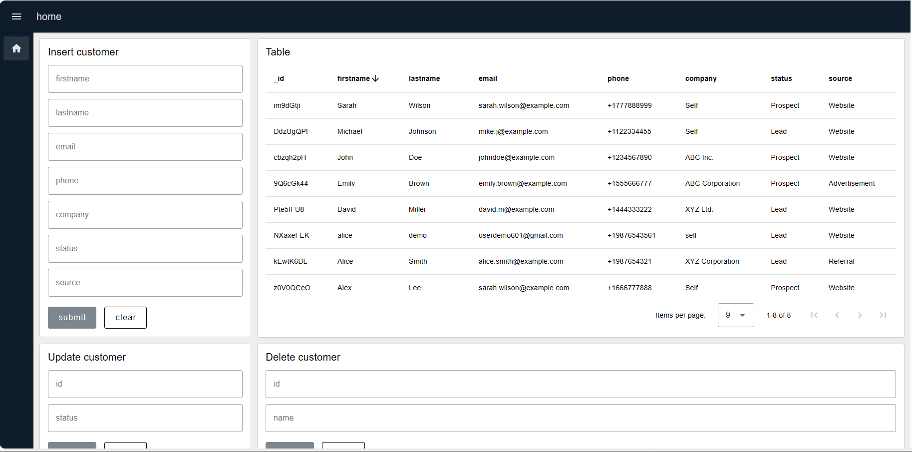 Screenshot displaying dashboard view of CRM System "Screenshot displaying dashboard view of CRM System"